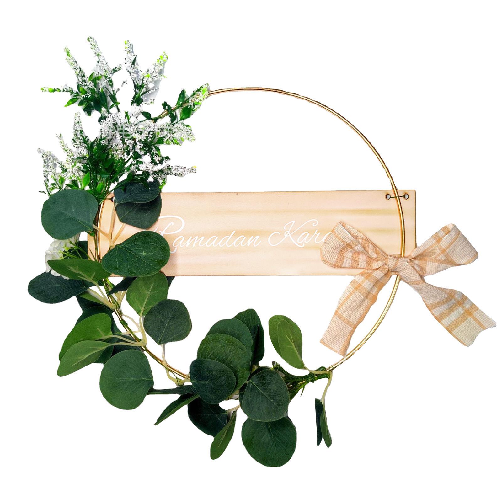 

Ид аль-Фитр гирлянда с цветами и буквами, мусульманская гирлянда для поста, украшение, исламское украшение для дома, дверной кулон One Size зелёный