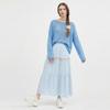 Shop Women S elaStic waiSt Tiered Button Flare Long Skirt Light Blue Egg wSk