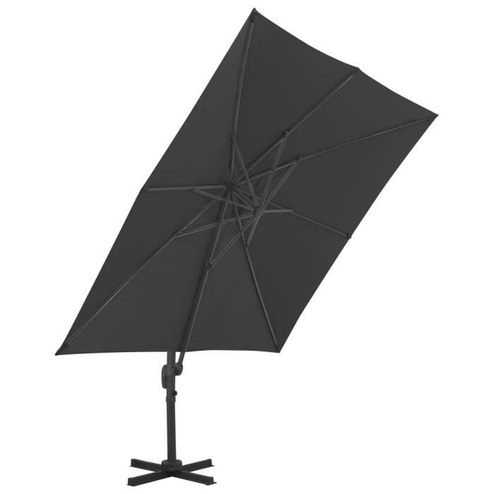 Cantilever Parasol - VIDAXL - Black - Aluminum Pole - 360° Rotation - UV Protection