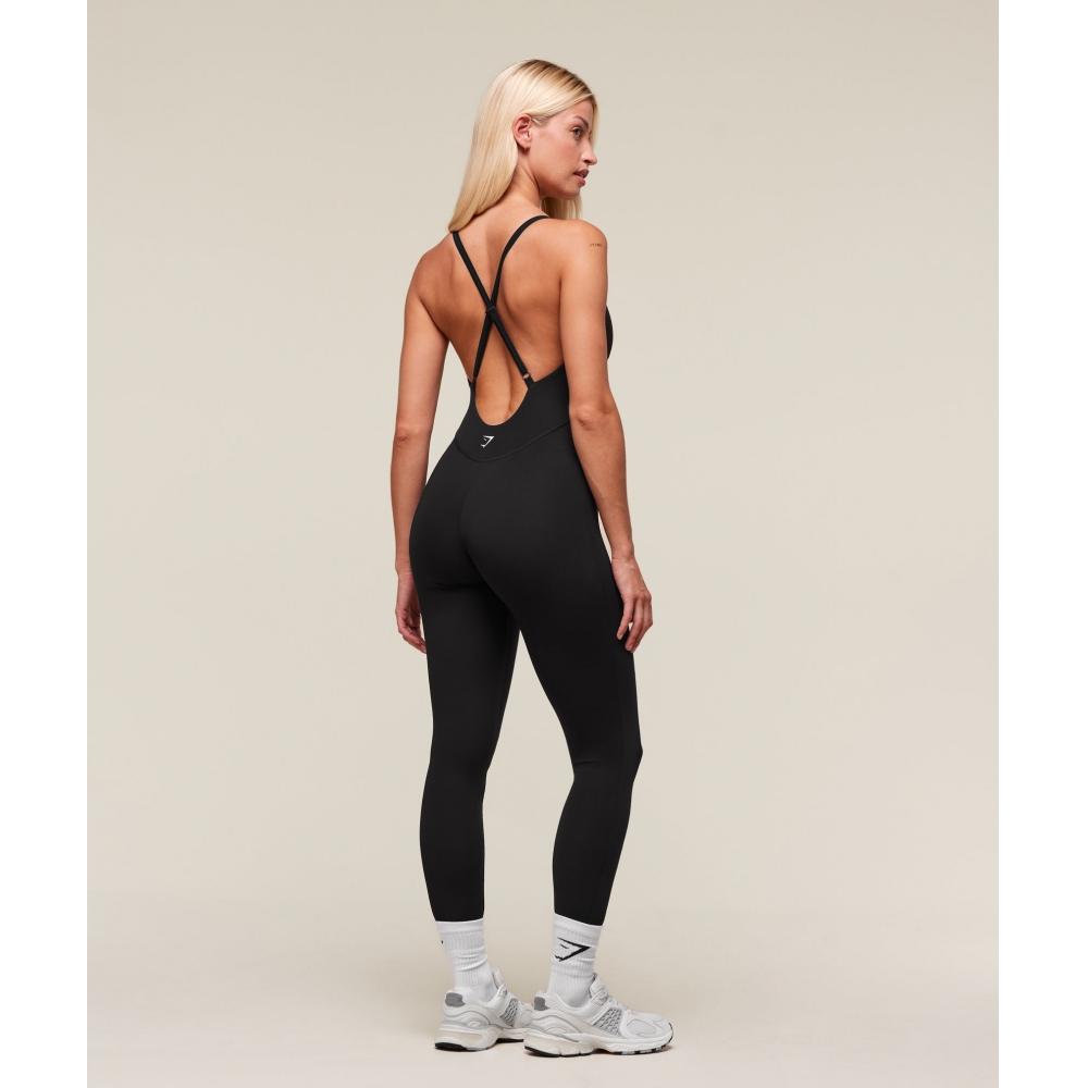 Gymshark Strappy All In One Full Length Black White B9a1r Bb3f