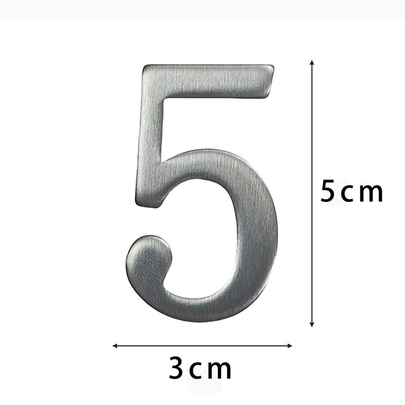 Aluminum Alloy Door Number with Backing Adhesive 5*3cm Silver House Number Apartment Door Number for Outdoor Hotel Home Mailbox