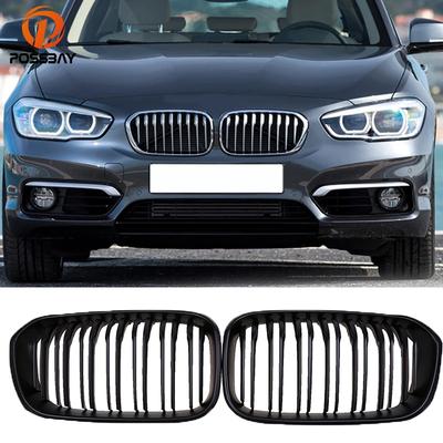 Front Bumper Grilles for BMW 1-Series F20 5-door/F21 3-door 118i/120d/144d/120i 2015-2017 Facelift Double Lines Grills