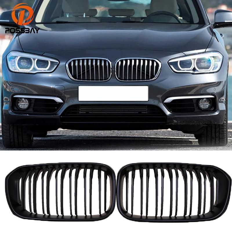 Front Bumper Grilles for BMW 1-Series F20 5-door/F21 3-door 118i/120d/144d/120i 2015-2017 Facelift Double Lines Grills