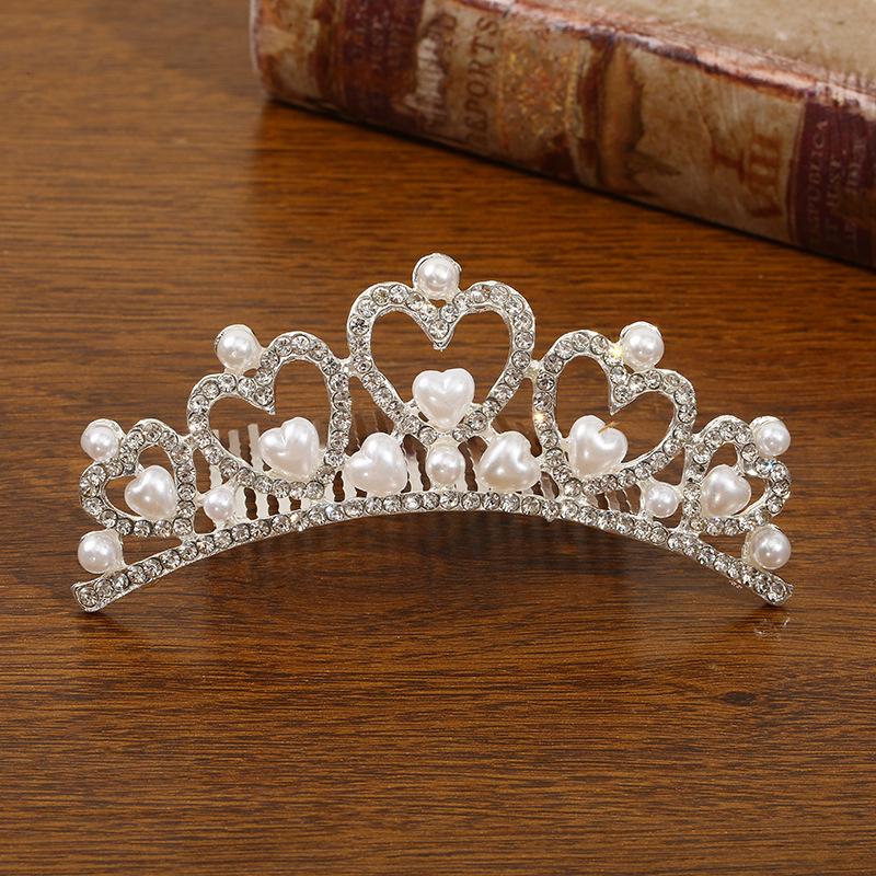 New Children's Crown Rhinestone Hair Accessories Princess Crown Girl's Birthday Alloy Comb Girl's Crown Tiara