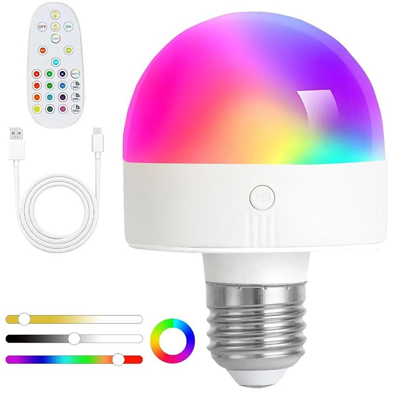 Modern LED Light Bulb Live Lamp RGB Dimmable Remote Control E27/E26 Universal Interface No Wiring Charging Type Wall Lamp Bulb