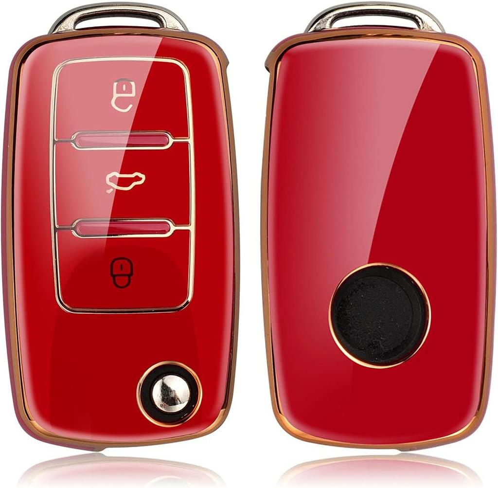 Volkswagen Schlüsselanhänger-Abdeckung, hochwertiger weicher TPU 360 Grad Schutz Schlüsselanhänger-Abdeckung Volkswagen Jetta Golf Polo MK6 Passat Tiguan Schlüsselanhänger