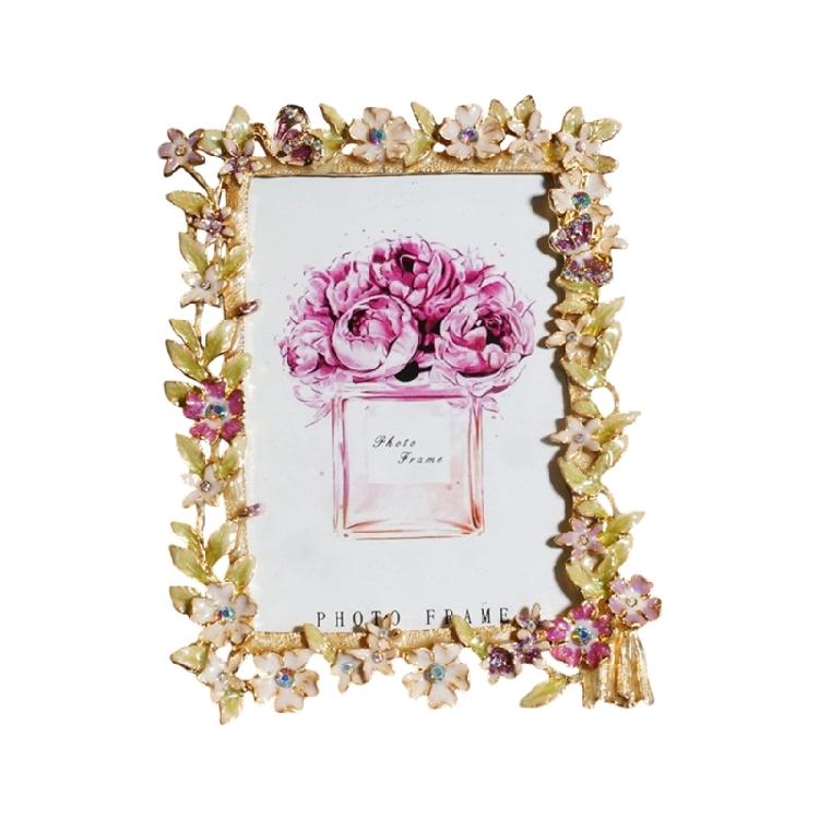 

Multipurpose Blossom Metal Photo Frame Colorful Floral Enamel Picture Frame For Tabletop Display Home Office Decors золотий