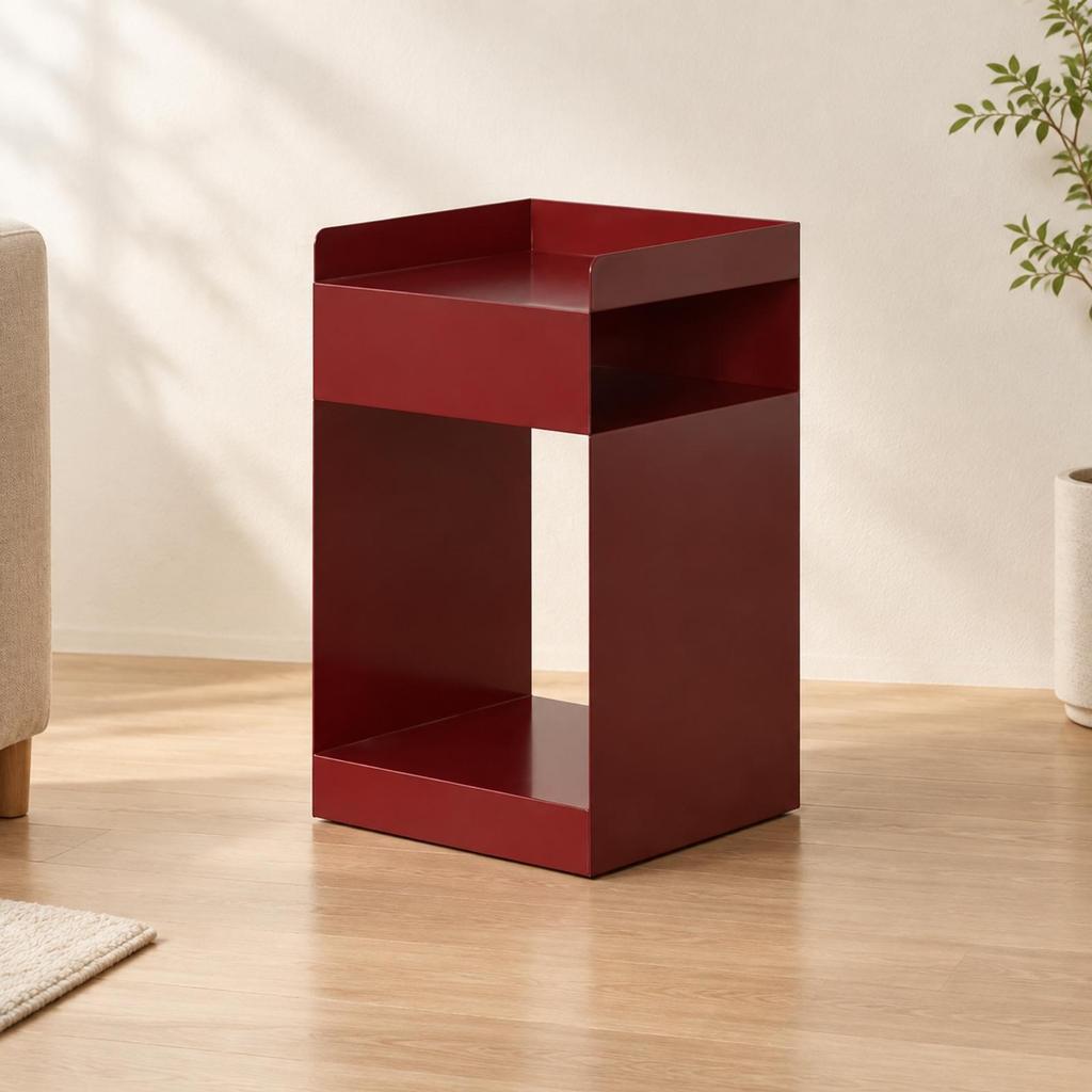Three-Tier Rolling Side Table Portable Metal with Casters