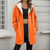 Women's Fashionable Loose Zipper Cardigan With Fleece Hoodie