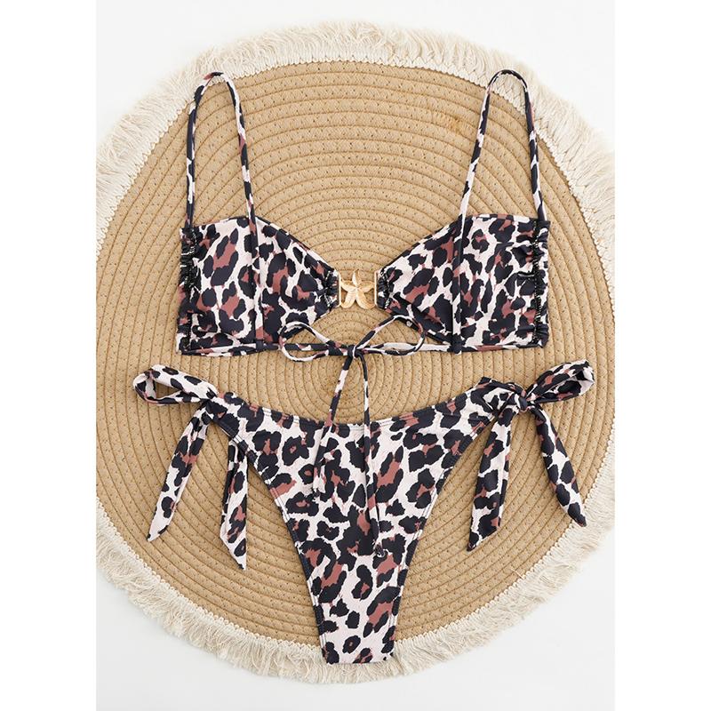 

Сексуальный леопардовый микробикини женский купальник женский купальник мини стринги комплект бикини из двух частей пляжная одежда купальный костюм XL коричневый