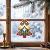 Artistic Window Display Accessory 2D Flat Acrylic Christmas Tree Ornament, Vintage Stained Ornament Glass Style Hanging Pendant, Festive Holiday Decor
