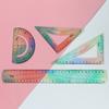 4Pcs Plastic Ruler Set Flexible Ruler Soft Bendable Ruler Foldable Ruler with Triangle Ruler Protractor Straight Ruler