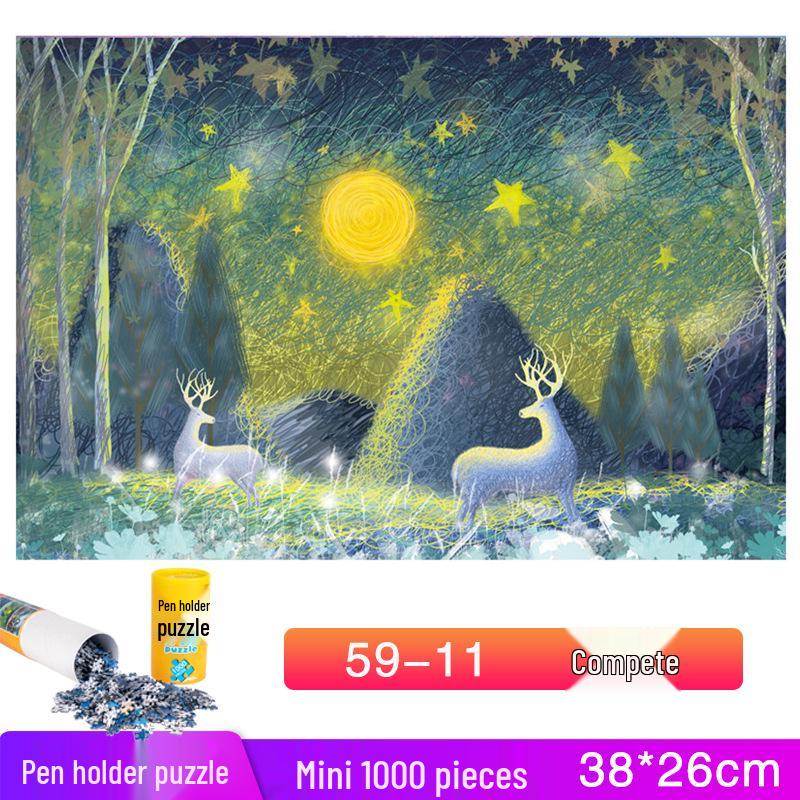Dospělý držák na tužky 1000dílné mini krajinné puzzle hračka - Vzdělávací a zábavná