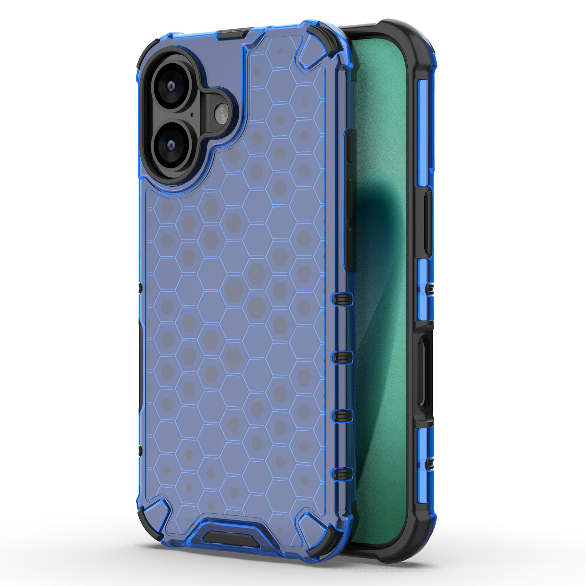 

For iPhone 17 Case Honeycomb Shape Shockproof PC+TPU Phone Cover Blue