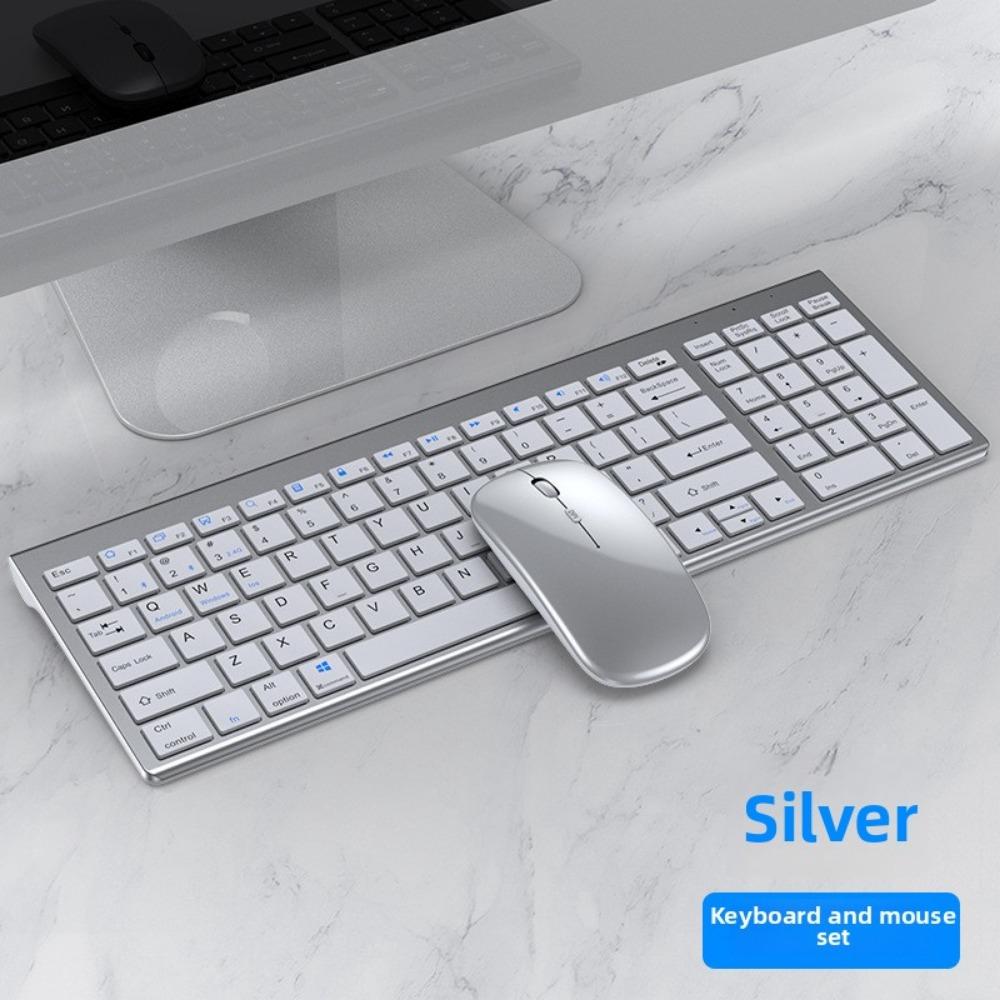 Rechargeable Wireless Bluetooth Keyboard Silent Type for iPad Laptop Desktop with Mouse Combo