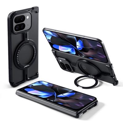 Oatsbasf Metal Frameless for Google Pixel 9/9Pro/9Pro XL/9 Pro Fold Phone Case w/Magnetic Kickstand Protective Slim Cover Bumper