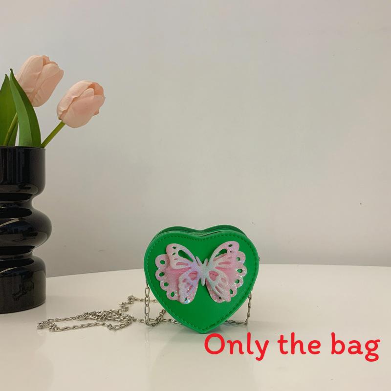 

Butterfly Hollow Out Decoration Heartshaped Leather Children Bag Shoulder зелений
