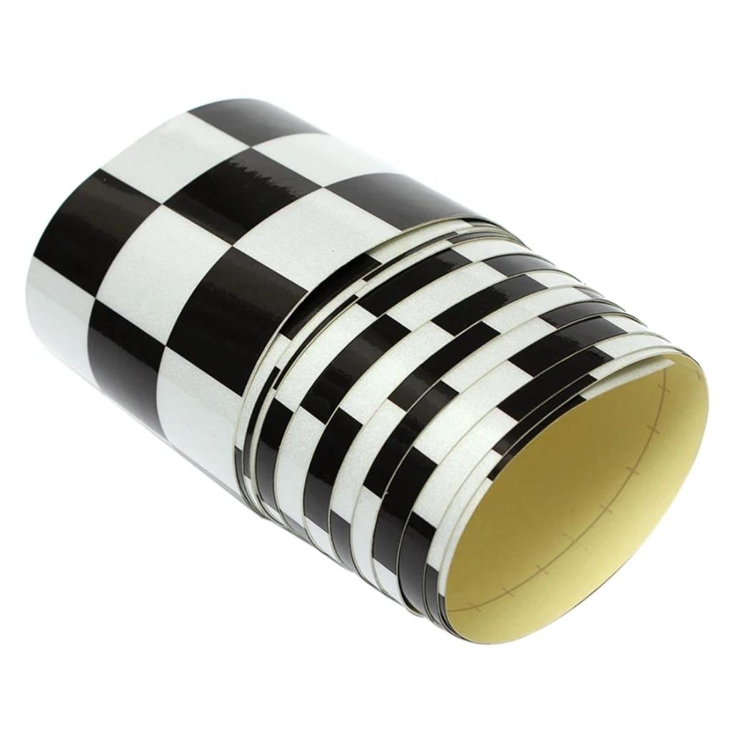 AIBOAT 3" Wide Black White Checkered Flag Vinyl Decal Tape Car Motorcycle Motorcycle Tank