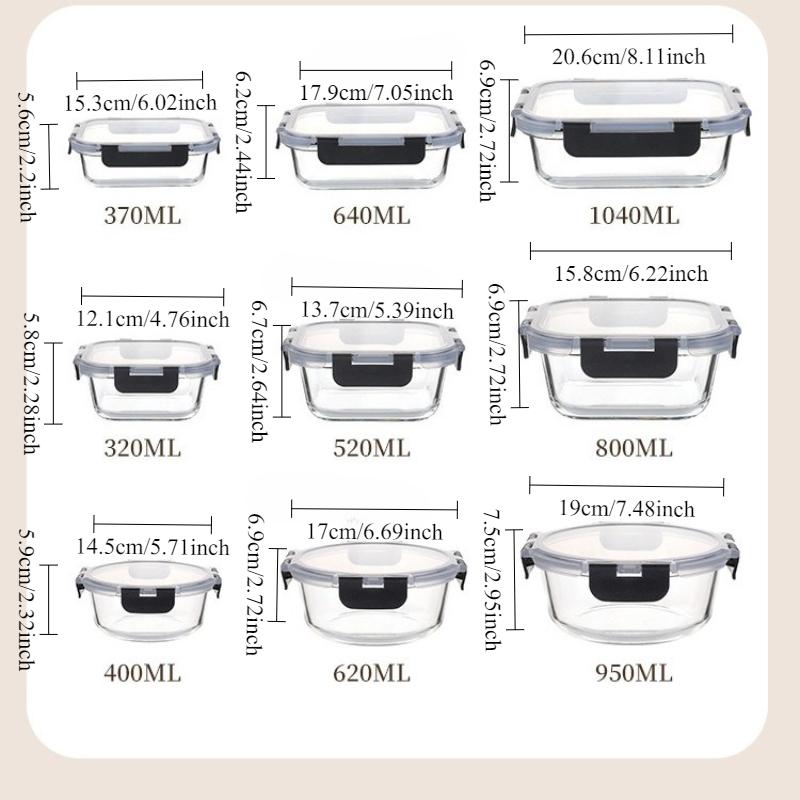 1PC Glass Lunch Box Can Be Heated in The Microwave for Work with Lunch Box and Student Meal Box
