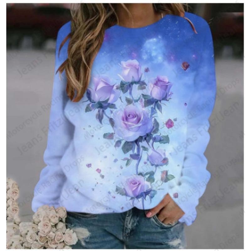 Floral Painting 3d Print Hoodie Women Fashion O-neck Hoodies Women Sweats Animal Coat Girl Clothes O-neck Hoodie Flower Falls