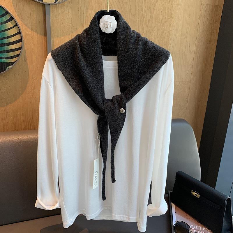 100% Wool Knitted Triangular Scarf Women Winter Warm Pashmina Headscarf Shawl Sold Color Neckerchief Kerchief Hijab Collar