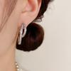 Micro-inlaid Zircon Double-loop Earrings Autumn and Winter Niche Retro Light Luxury High-end Earrings Simple Temperament Versatile Earrings