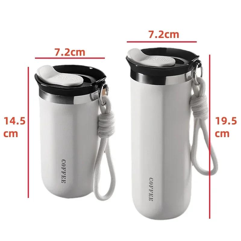 JUSTINLAU Business Thermal Mug Insulated Water Cup Stainless Steel Portable Cold Coffee Cup Gift Cup Leakproof Travle Drinkware