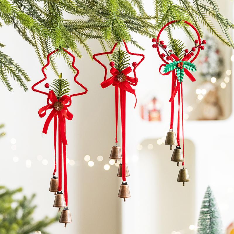 1PC Tree Bell Decorations Christmas Red Gifts 3PC Bells Home Tree Decor Holiday Hanging Pandents Party 3 Styles