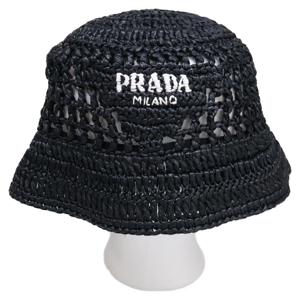 Prada [Excellent Condition] 1HC137 2A2T Woven Fabric Bucket Hat Hat M blackUsed