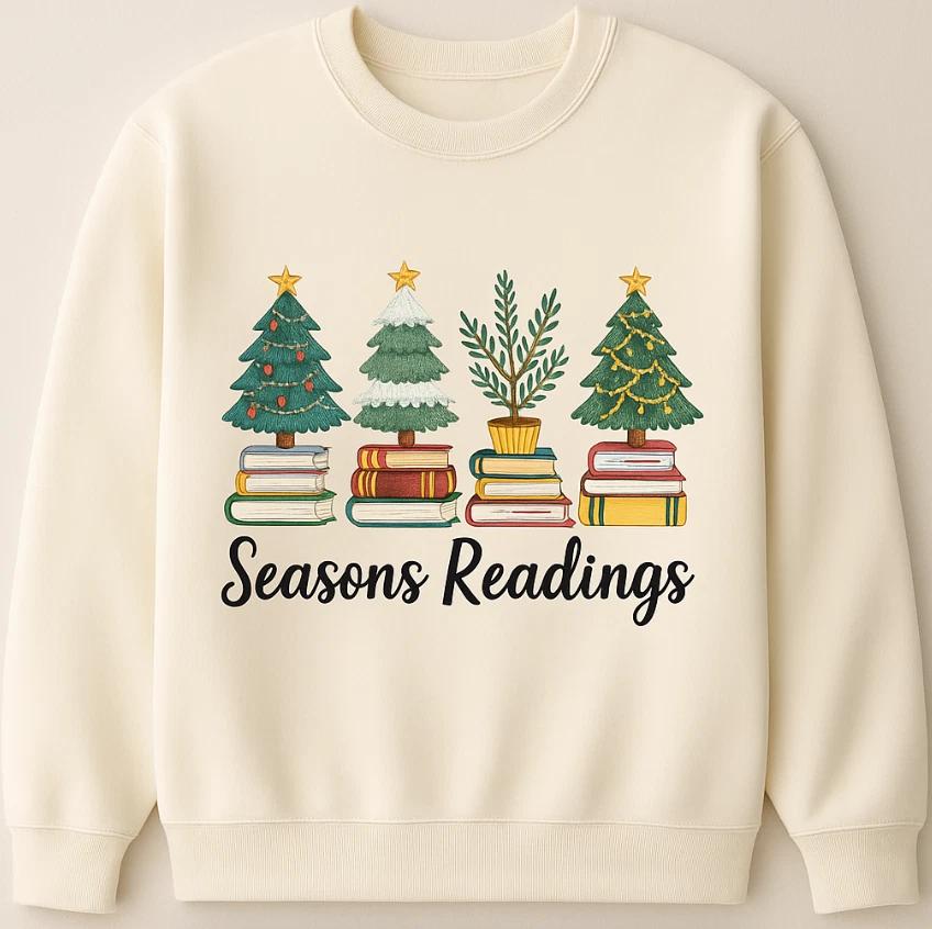 Christmas Tree Book Seasons Readings Shirt, Bookish Merry Xmas Librarian Tee S