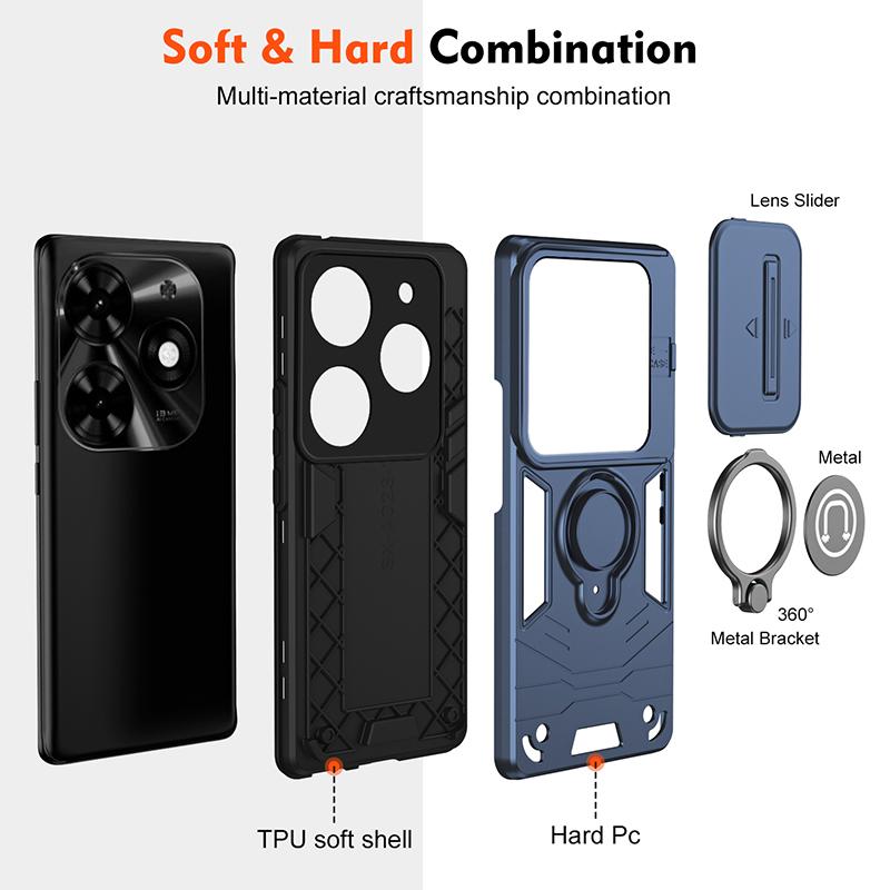Luxury Shockproof Armor Magnetic Case For Tecno Spark 20 20C Spark 30 Pro Silicone Bumper Hard PC Back Cover For Tecno Spark 20C