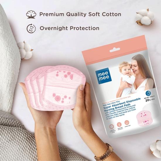 Mee Mee Disposable Nursing Breast Pads 48 Pcs | Ultra Thin Honeycomb Nursing Breast Pads with Leak Guard | Compact & Discreet