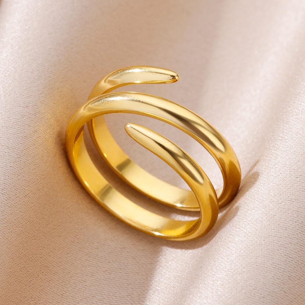 316L Stainless Steel Rings for Women Gold Color Multilayer Geometric Open Ring Vintage Waterproof Wedding Aesthetic Jewelry Gift