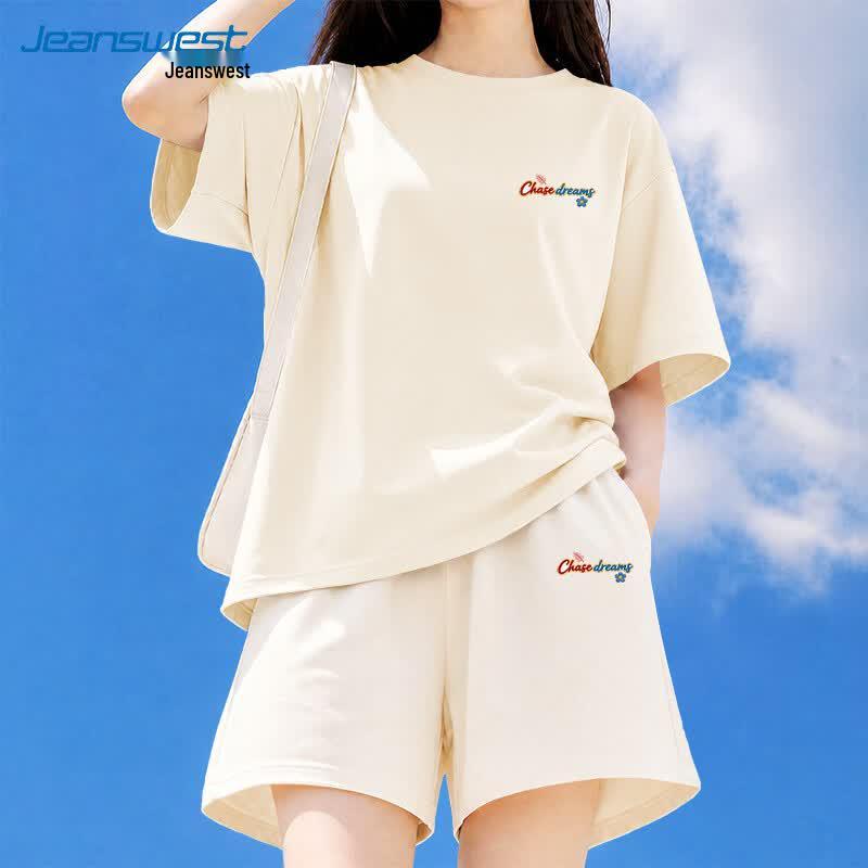 Jeanswest Women's Pure Cotton T-Shirt & Cropped Pants Set