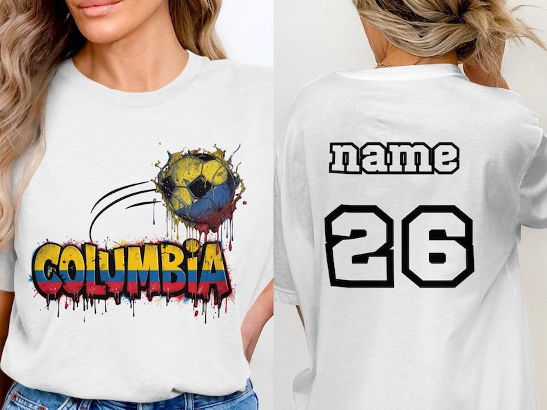 Custom Colombia Soccer T-Shirt | Vibrant Graffiti Football Fan Tee | Colombian Flag Sports Shirt Gift | South America Pride Apparel M