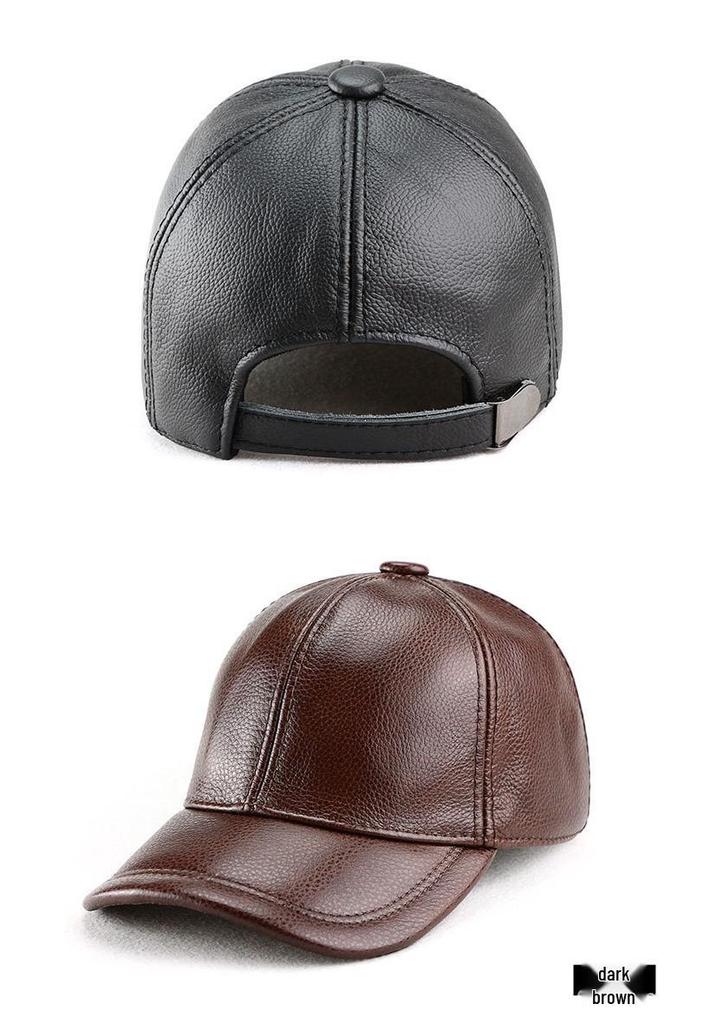 Men's and Women's Leather Baseball Cap - Autumn/Winter Korean Style