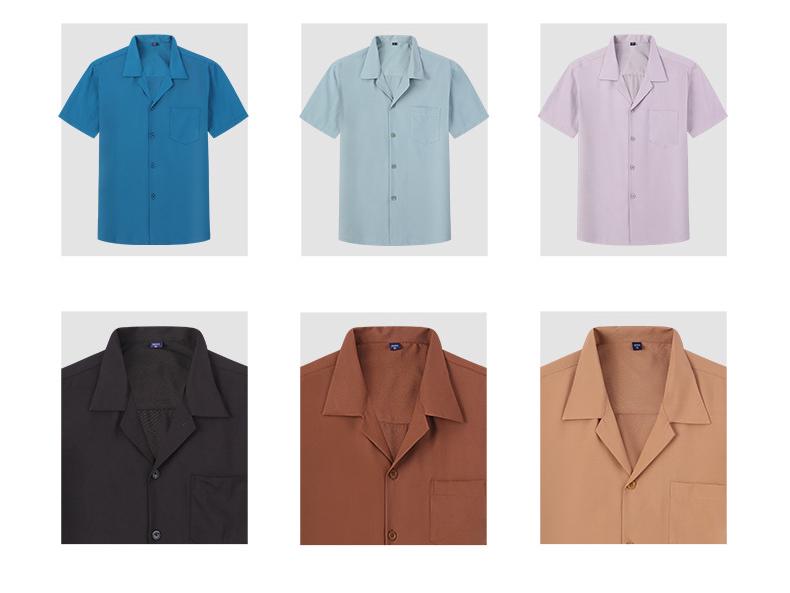 Dongyu Men's Casual Loose Solid Color Short-Sleeve Lapel Shirt for Spring and Summer