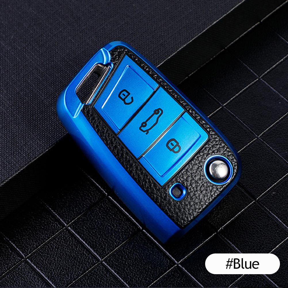 Leather Car Key Case Keys Full Cover Protection Shell Bag for VW Volkswagen Polo Tiguan Passat Golf Jetta Lavida Skoda