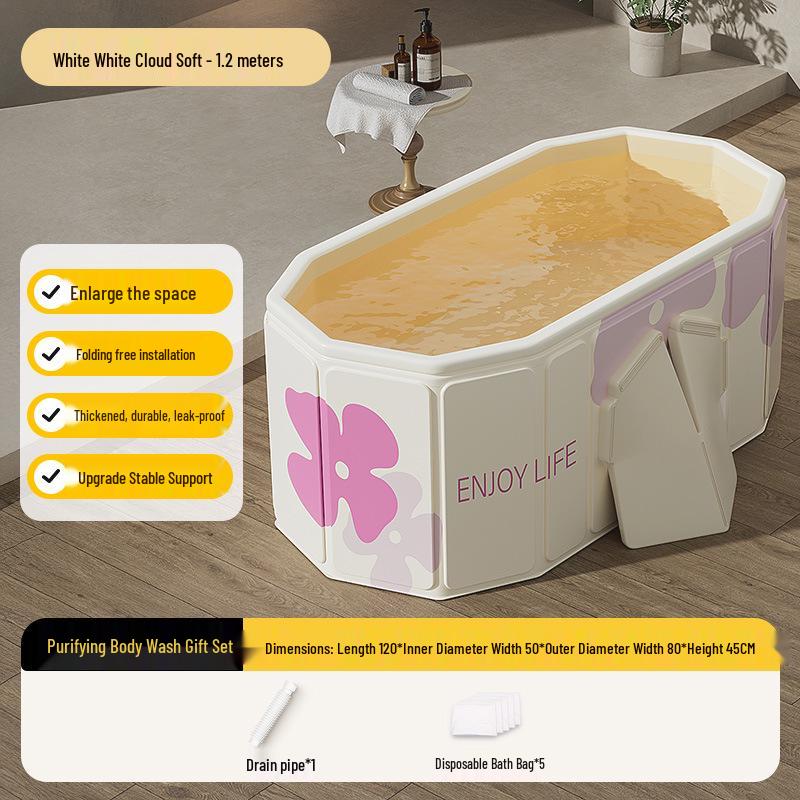 Foldable Full Body Bath Tub for Adults & Couples - Compact Household Bath Basin & Children's Sitz Bath