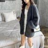 Korean Lazy Foreign Air, Double Pocket Balloon Sleeves, Soft Waxy Imitation Mink Velvet V-neck, Gentle Wind Sweater, Women's Jacket, Autumn and Winter