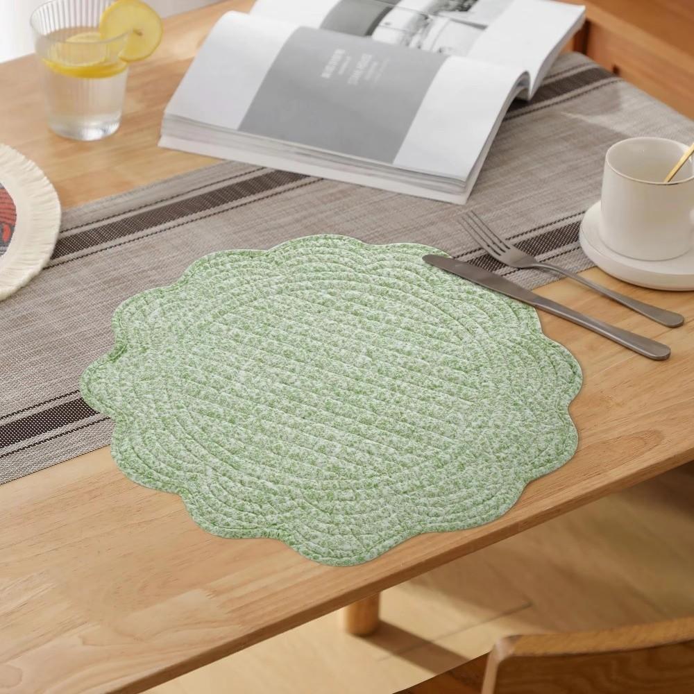 Scalloped Edge Quilted Placemats Washable Dining Placemats Gifts Round Placemats  Table Mats
