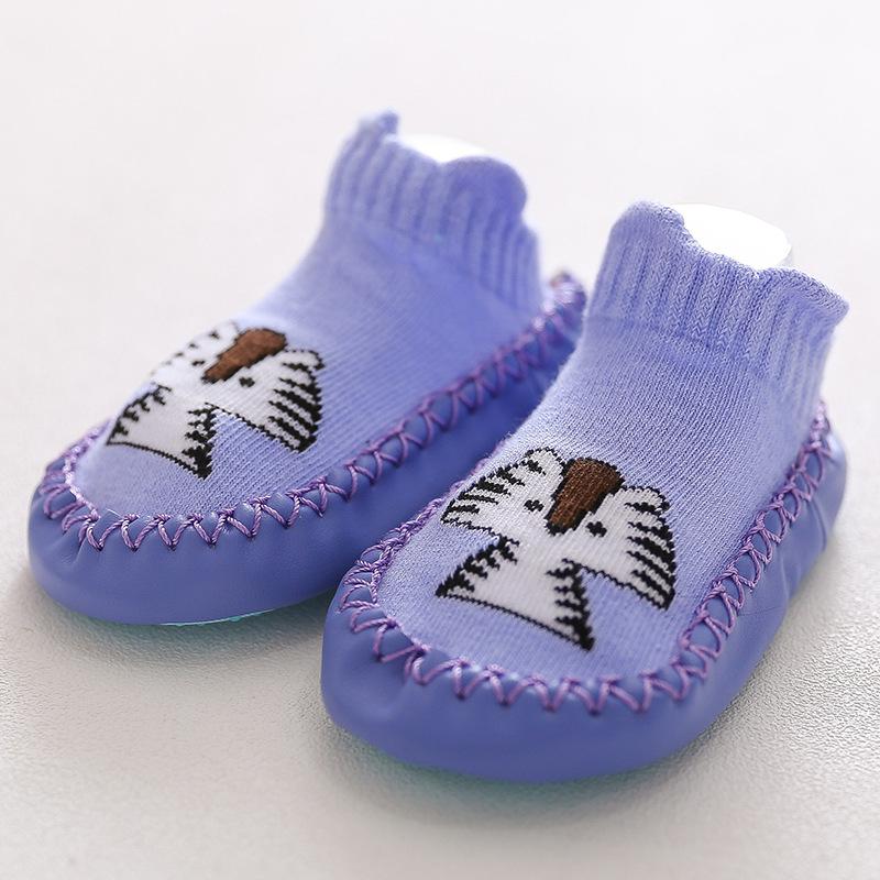 Fox Style Non-Slip Leather-Soled Toddler Floor Socks - Soft Baby Cartoon Shoe Socks