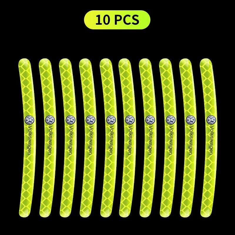 VW For Volkswagen 5/10/15/20pcs Car Wheel Hub Reflective Sticker Tire Rim Reflective Strips Decoration For Volkswagen VW Golf Po