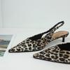Fashion Luxury Brand Women Low Heels Shoes Leopard Print Comfort Work Slingback Footwear Summer Fashion Pointed Lady Mules Sandals