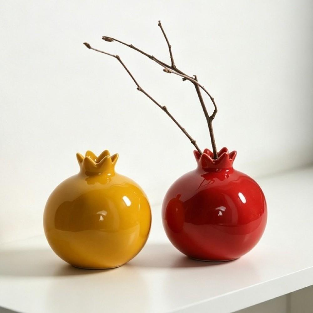 Handmade Simulated Pomegranate Vase Fruit Shaped Bud Vase Ornament Gift Desk Vase  Desktop Decor