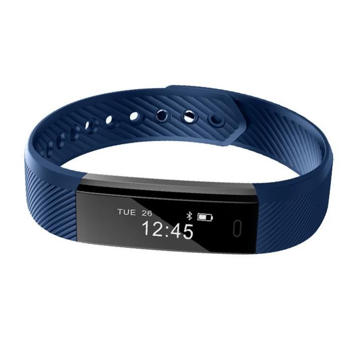 ELENXS® ID115 Bracelet Bluetooth Montre Connectée 0.86 pouces d'écran OLED Smartwatch Pour iPhone Android Bleu