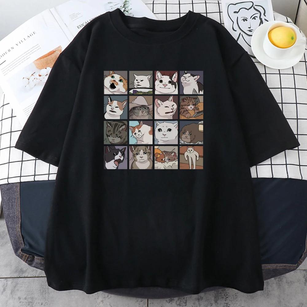 Cats Puzzle Creativity Printed Men T-Shirts Beach Breathable Funny Clothing Oversize Casual Cotton Tops Mans Short Sleeve