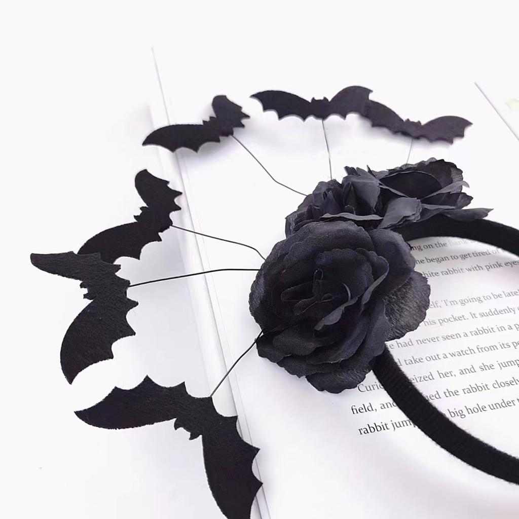 Cute Bat&Flower Decor Hair Hoop Women Spa Wash Face Makeup Headband for Photoshoots Party Hair Accessories