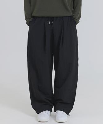 PIANER Nylon One-Pleat String Pants (Black)