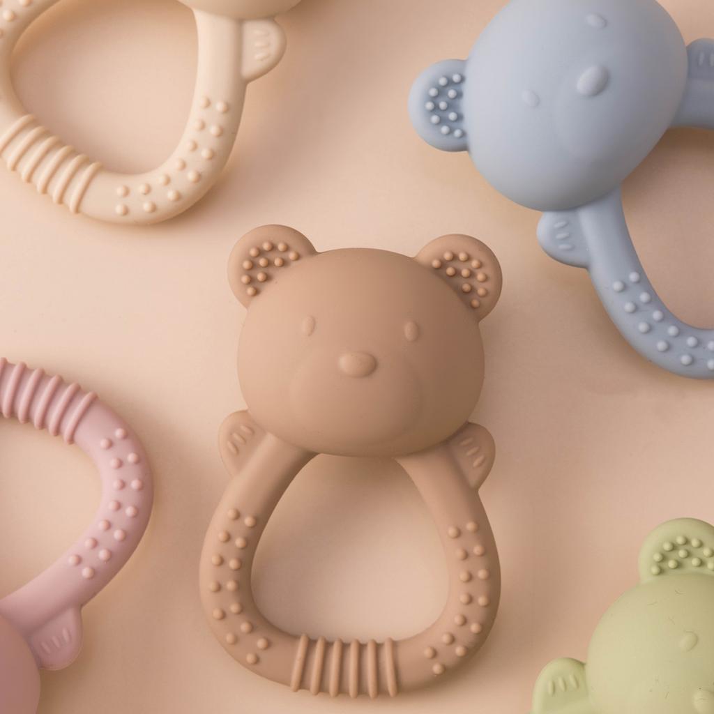 Color Kids 1PCS Silicone Baby Teether Toy BPA Free Chewing Ring Rattle Safe Teething Infant Soothing Gums Baby Shower Gift